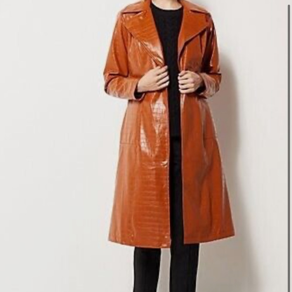 J JASON WU The ICON PETITE Faux Leather Croc Trench Coat